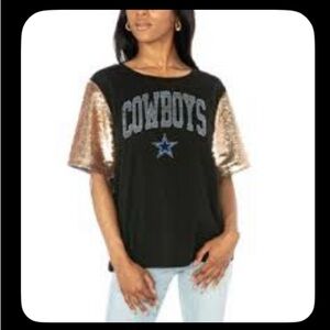 Gameday Couture Dallas Cowboys Sequin Sleeve Top, Size Large, NWT